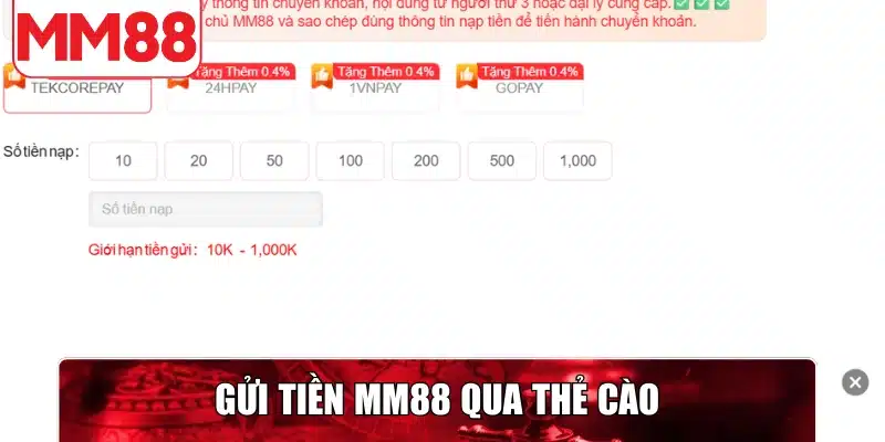 Gửi tiền qua thẻ cào