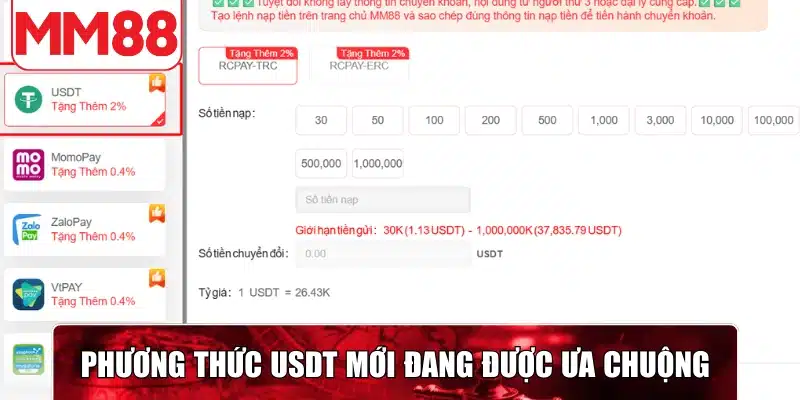 Phương thức USDT mới đang được ưa chuộng